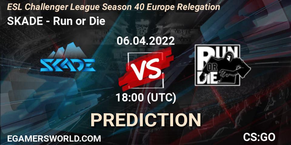 SKADE - Run or Die: прогноз. 06.04.2022 at 18:00, Counter-Strike (CS2), ESL Challenger League Season 40 Europe Relegation