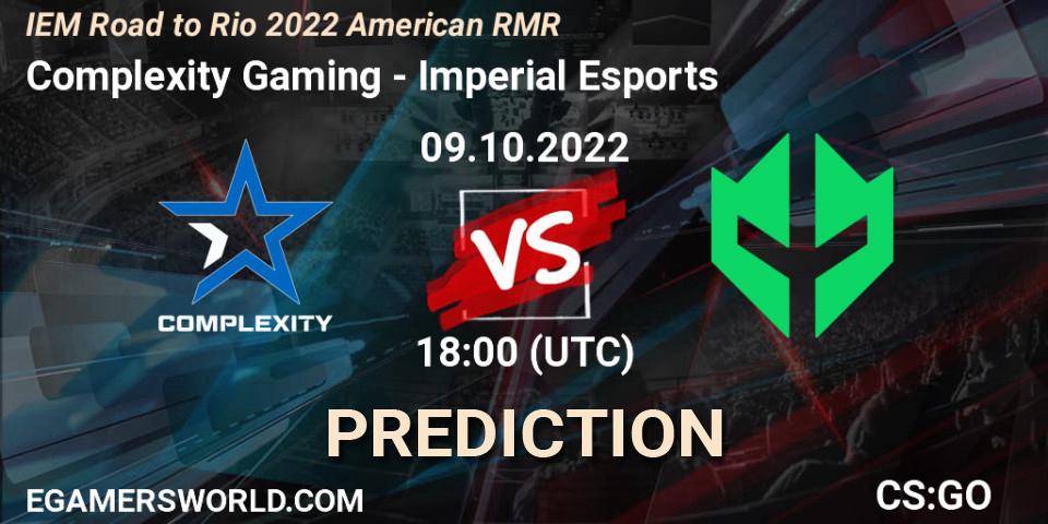 Complexity Gaming - Imperial Esports: прогноз. 09.10.2022 at 18:25, Counter-Strike (CS2), IEM Road to Rio 2022 American RMR
