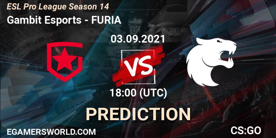 Gambit Esports - FURIA: прогноз. 03.09.2021 at 18:00, Counter-Strike (CS2), ESL Pro League Season 14