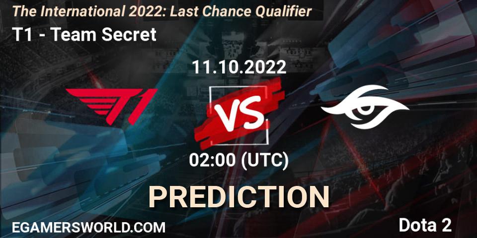 T1 - Team Secret: прогноз. 11.10.22, Dota 2, The International 2022: Last Chance Qualifier