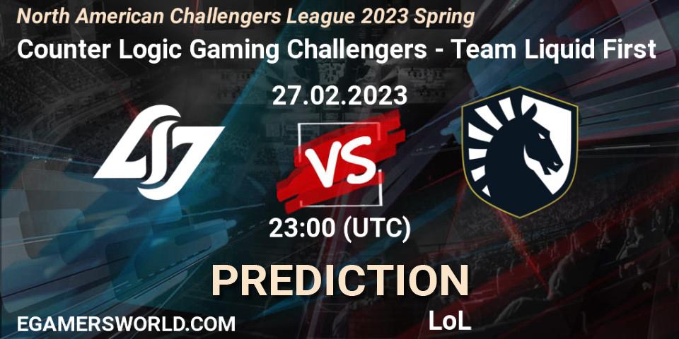 Counter Logic Gaming Challengers - Team Liquid First: прогноз. 27.02.2023 at 23:00, LoL, NACL 2023 Spring - Group Stage