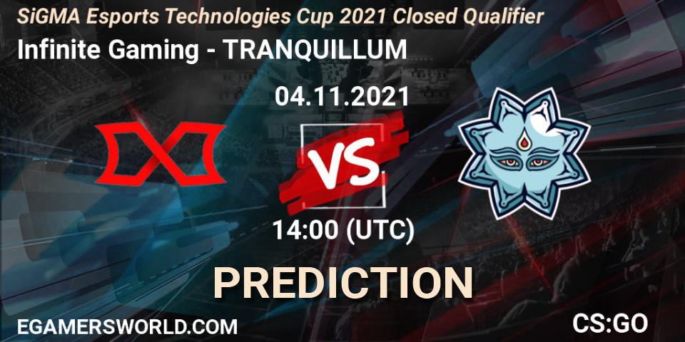 Infinite Gaming - TRANQUILLUM: прогноз. 04.11.2021 at 14:00, Counter-Strike (CS2), SiGMA Esports Technologies Cup 2021 Closed Qualifier