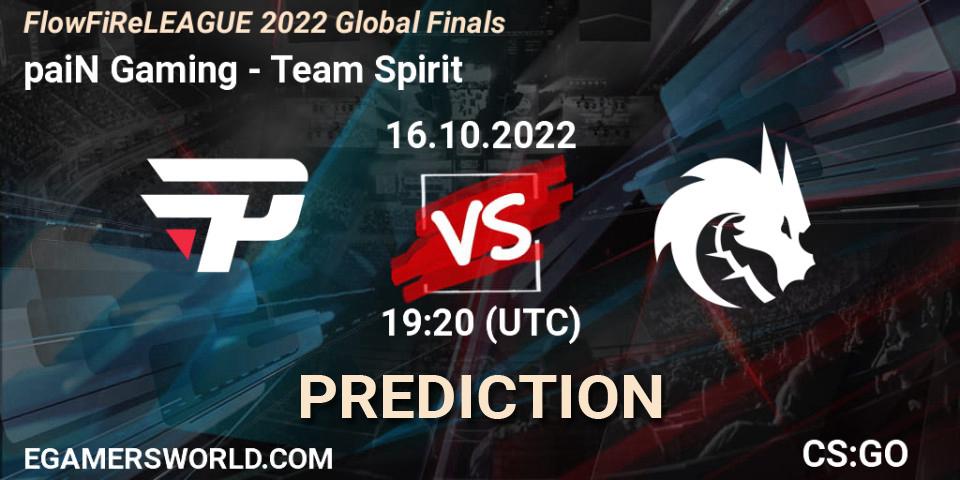 paiN Gaming - Team Spirit: прогноз. 16.10.2022 at 19:20, Counter-Strike (CS2), FlowFiReLEAGUE 2022 Global Finals