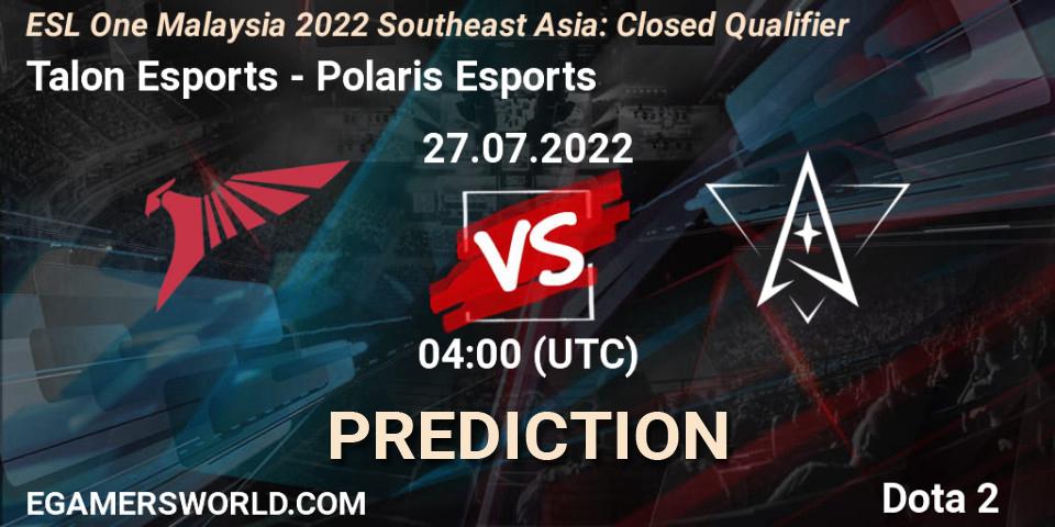 Talon Esports - Polaris Esports: прогноз. 27.07.2022 at 04:01, Dota 2, ESL One Malaysia 2022 Southeast Asia: Closed Qualifier