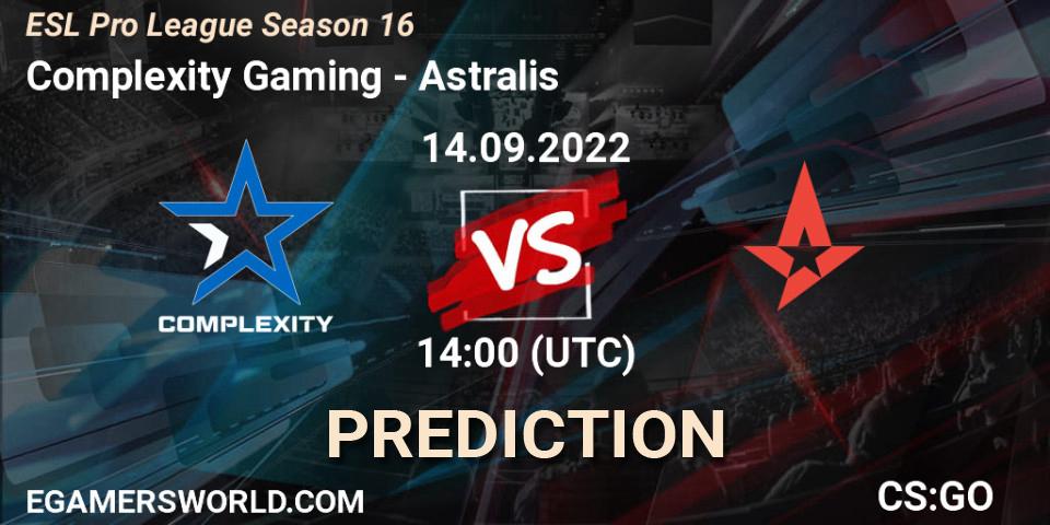 Complexity Gaming - Astralis: прогноз. 14.09.2022 at 14:00, Counter-Strike (CS2), ESL Pro League Season 16