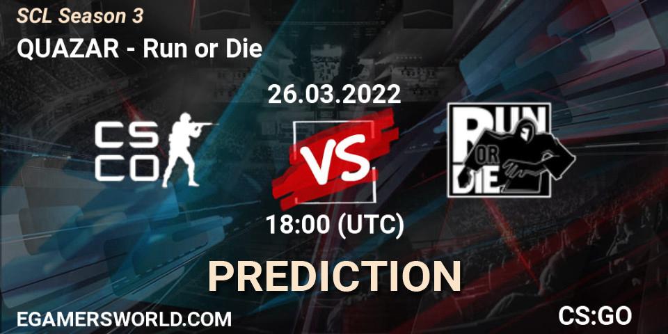 QUAZAR - Run or Die: прогноз. 26.03.2022 at 18:10, Counter-Strike (CS2), SCL Season 3