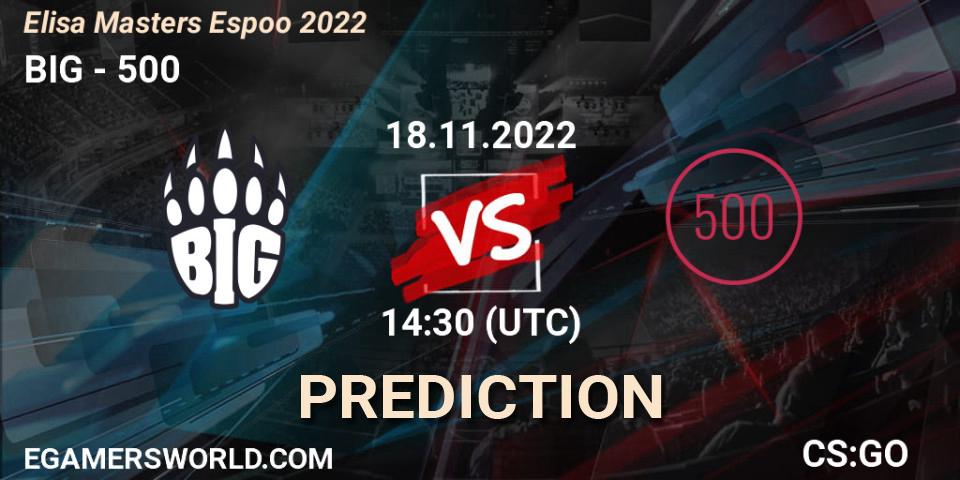 BIG - 500: прогноз. 18.11.2022 at 14:30, Counter-Strike (CS2), Elisa Masters Espoo 2022