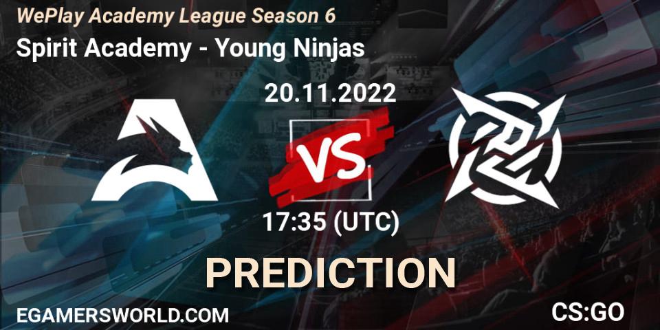 Spirit Academy - Young Ninjas: прогноз. 20.11.2022 at 17:35, Counter-Strike (CS2), WePlay Academy League Season 6