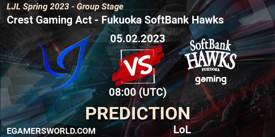 Crest Gaming Act - Fukuoka SoftBank Hawks: прогноз. 05.02.23, LoL, LJL Spring 2023 - Group Stage