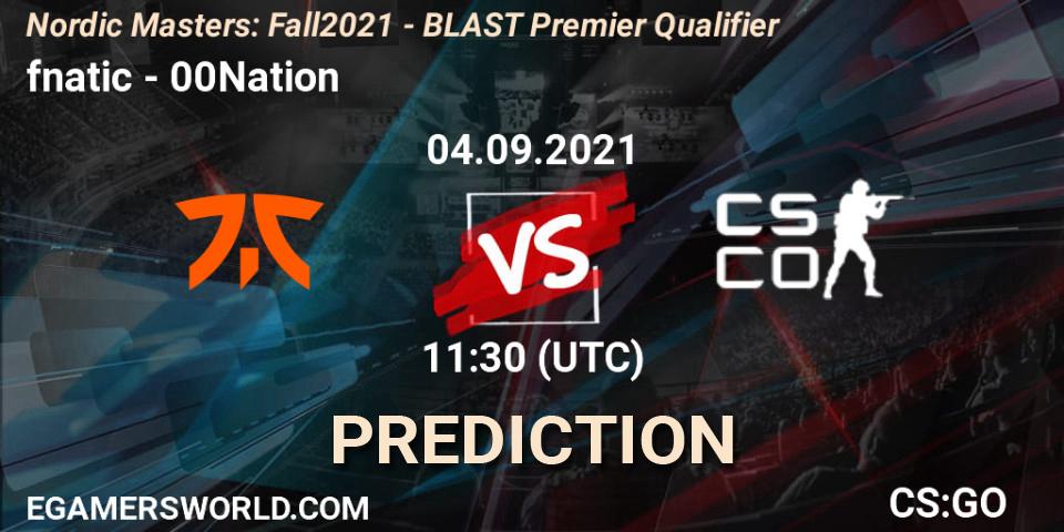 fnatic - 00Nation: прогноз. 04.09.2021 at 11:30, Counter-Strike (CS2), Nordic Masters: Fall 2021 - BLAST Premier Qualifier