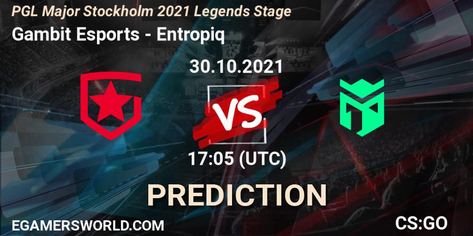 Gambit Esports - Entropiq: прогноз. 30.10.2021 at 17:10, Counter-Strike (CS2), PGL Major Stockholm 2021 Legends Stage