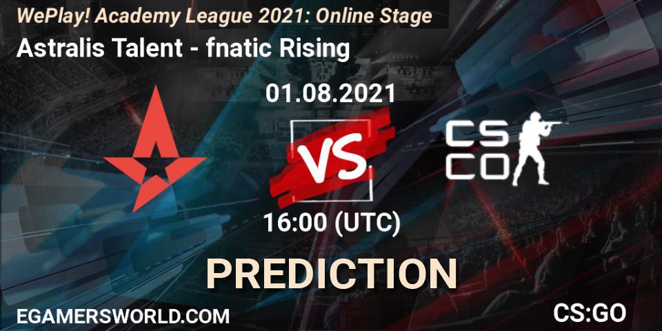Astralis Talent - fnatic Rising: прогноз. 01.08.2021 at 15:00, Counter-Strike (CS2), WePlay Academy League Season 1: Online Stage