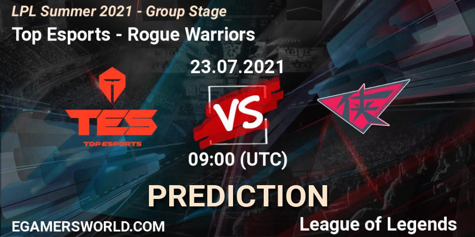 Top Esports - Rogue Warriors: прогноз. 23.07.2021 at 09:00, LoL, LPL Summer 2021 - Group Stage