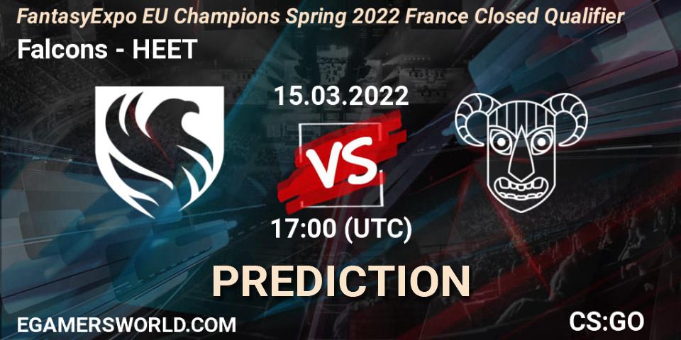 Falcons - HEET: прогноз. 15.03.2022 at 17:05, Counter-Strike (CS2), FantasyExpo EU Champions Spring 2022 France Closed Qualifier