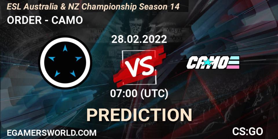 ORDER - CAMO: прогноз. 28.02.2022 at 07:00, Counter-Strike (CS2), ESL Australia & NZ Championship Season 14