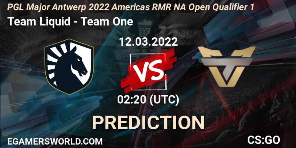 Team Liquid - Team One: прогноз. 12.03.2022 at 02:20, Counter-Strike (CS2), PGL Major Antwerp 2022 Americas RMR NA Open Qualifier 1