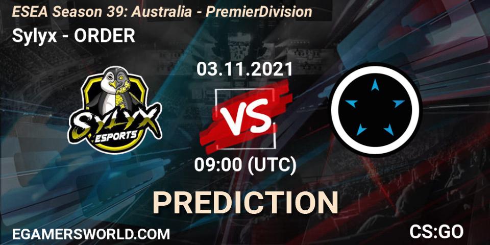 Sylyx - ORDER: прогноз. 03.11.2021 at 09:00, Counter-Strike (CS2), ESEA Season 39: Australia - Premier Division