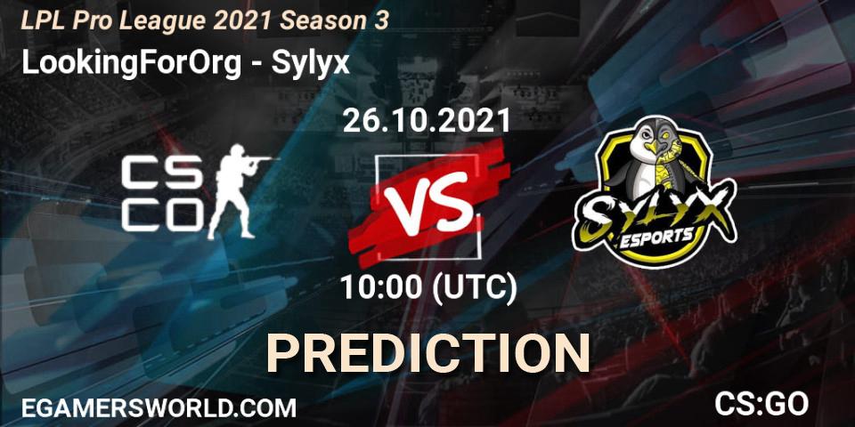 LookingForOrg - Sylyx: прогноз. 26.10.2021 at 10:10, Counter-Strike (CS2), LPL Pro League 2021 Season 3