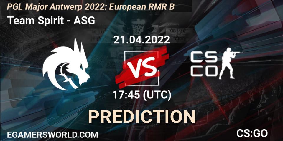 Team Spirit - ASG: прогноз. 21.04.2022 at 17:40, Counter-Strike (CS2), PGL Major Antwerp 2022: European RMR B