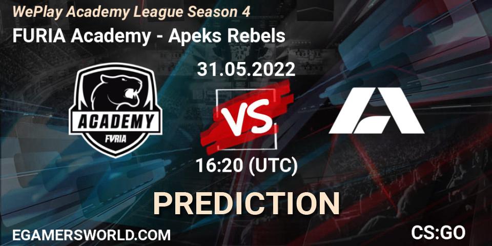 FURIA Academy - Apeks Rebels: прогноз. 31.05.2022 at 16:10, Counter-Strike (CS2), WePlay Academy League Season 4