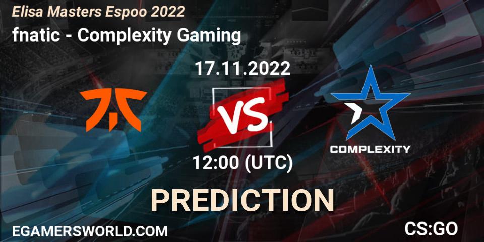 fnatic - Complexity Gaming: прогноз. 17.11.22, CS2 (CS:GO), Elisa Masters Espoo 2022