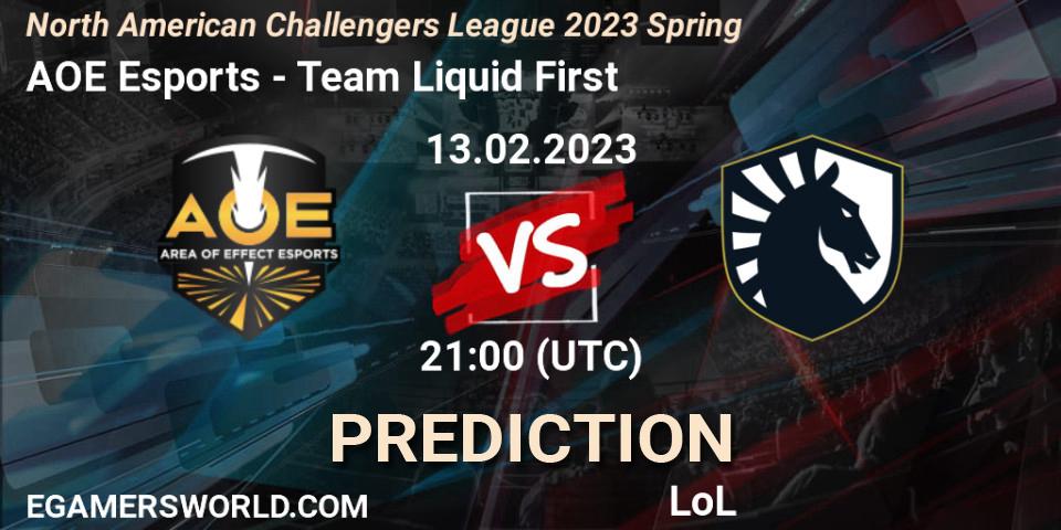 AOE Esports - Team Liquid First: прогноз. 13.02.2023 at 21:00, LoL, NACL 2023 Spring - Group Stage