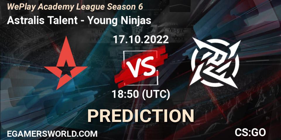 Astralis Talent - Young Ninjas: прогноз. 17.10.2022 at 18:00, Counter-Strike (CS2), WePlay Academy League Season 6