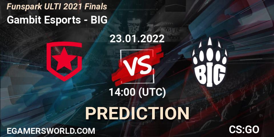 Gambit Esports - BIG: прогноз. 23.01.2022 at 14:45, Counter-Strike (CS2), Funspark ULTI 2021 Finals