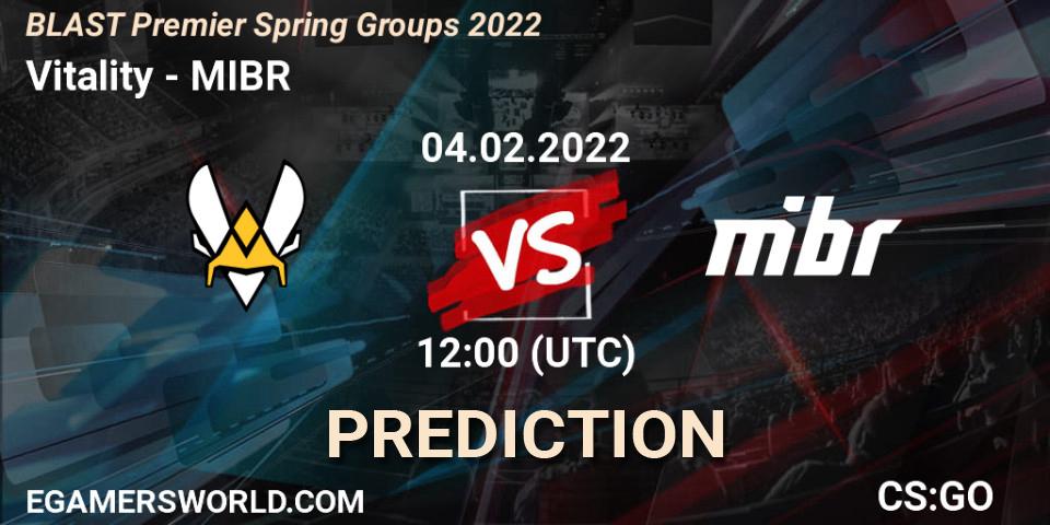 Vitality - MIBR: прогноз. 04.02.2022 at 12:00, Counter-Strike (CS2), BLAST Premier Spring Groups 2022
