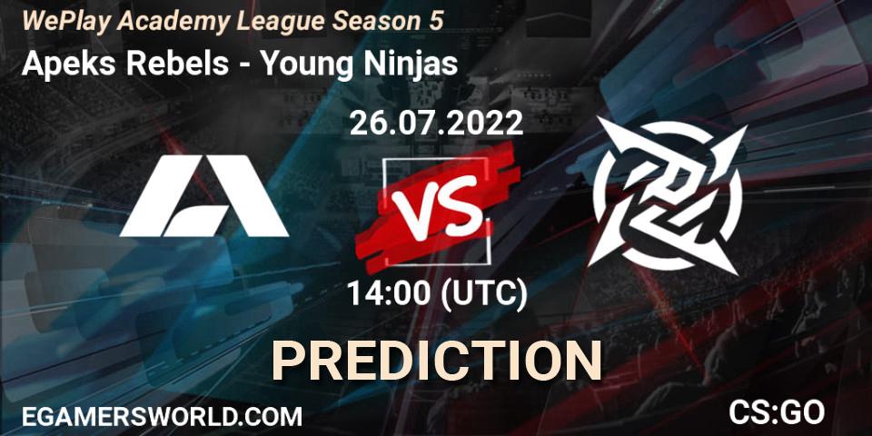 Apeks Rebels - Young Ninjas: прогноз. 26.07.2022 at 14:00, Counter-Strike (CS2), WePlay Academy League Season 5