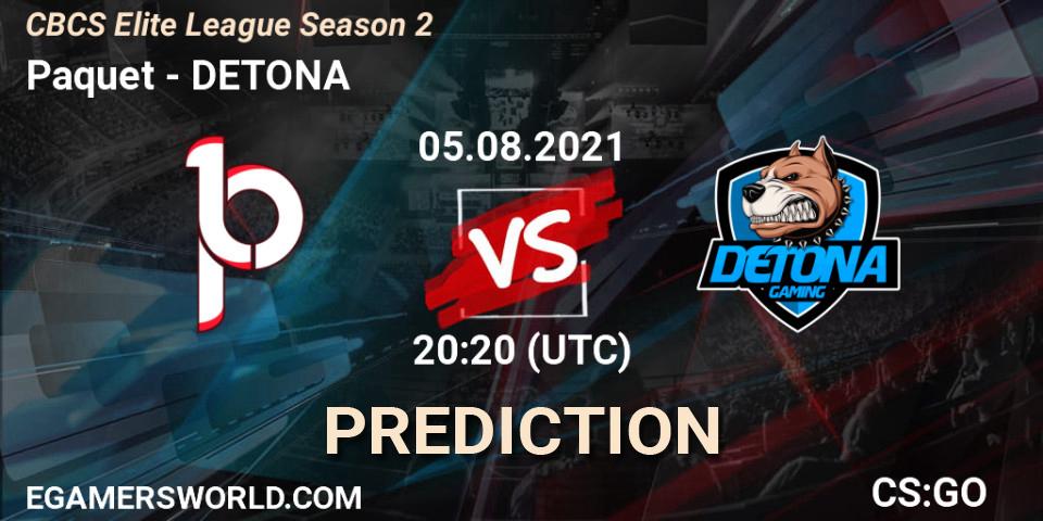 Paquetá - DETONA: прогноз. 05.08.2021 at 20:20, Counter-Strike (CS2), CBCS Elite League Season 2