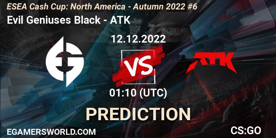 Evil Geniuses Black - ATK: прогноз. 12.12.2022 at 01:10, Counter-Strike (CS2), ESEA Cash Cup: North America - Autumn 2022 #6