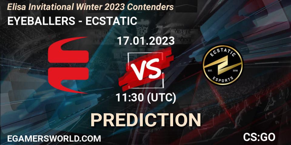 EYEBALLERS - ECSTATIC: прогноз. 17.01.2023 at 11:30, Counter-Strike (CS2), Elisa Invitational Winter 2023 Contenders