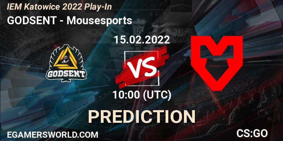 GODSENT - Mousesports: прогноз. 15.02.22, CS2 (CS:GO), IEM Katowice 2022 Play-In