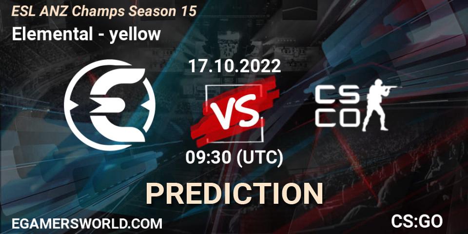 Elemental - yellow: прогноз. 17.10.2022 at 09:30, Counter-Strike (CS2), ESL ANZ Champs Season 15