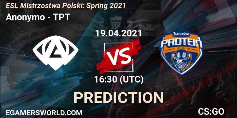 Anonymo - TPT: прогноз. 19.04.2021 at 16:30, Counter-Strike (CS2), ESL Mistrzostwa Polski: Spring 2021