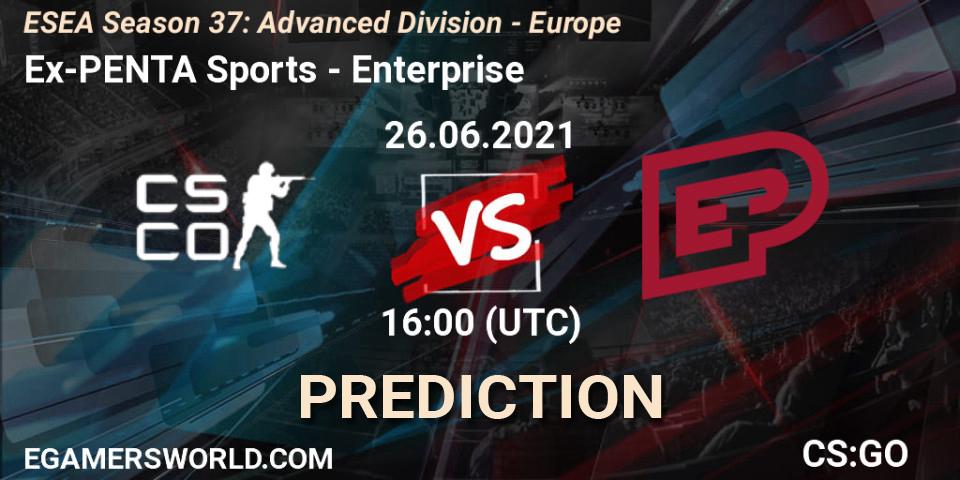 Ex-PENTA Sports - Enterprise: прогноз. 26.06.2021 at 16:00, Counter-Strike (CS2), ESEA Season 37: Advanced Division - Europe
