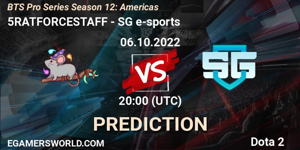 5RATFORCESTAFF - SG e-sports: прогноз. 06.10.2022 at 20:03, Dota 2, BTS Pro Series Season 12: Americas