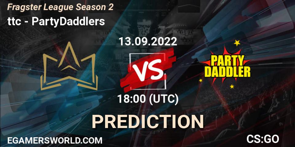 ttc - PartyDaddlers: прогноз. 13.09.2022 at 18:00, Counter-Strike (CS2), Fragster League Season 2