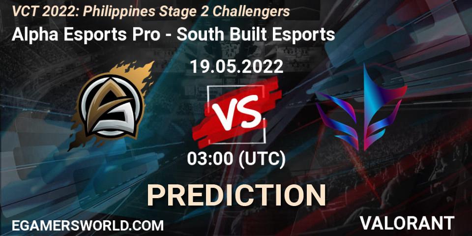 Alpha Esports Pro - South Built Esports: прогноз. 19.05.2022 at 03:00, VALORANT, VCT 2022: Philippines Stage 2 Challengers