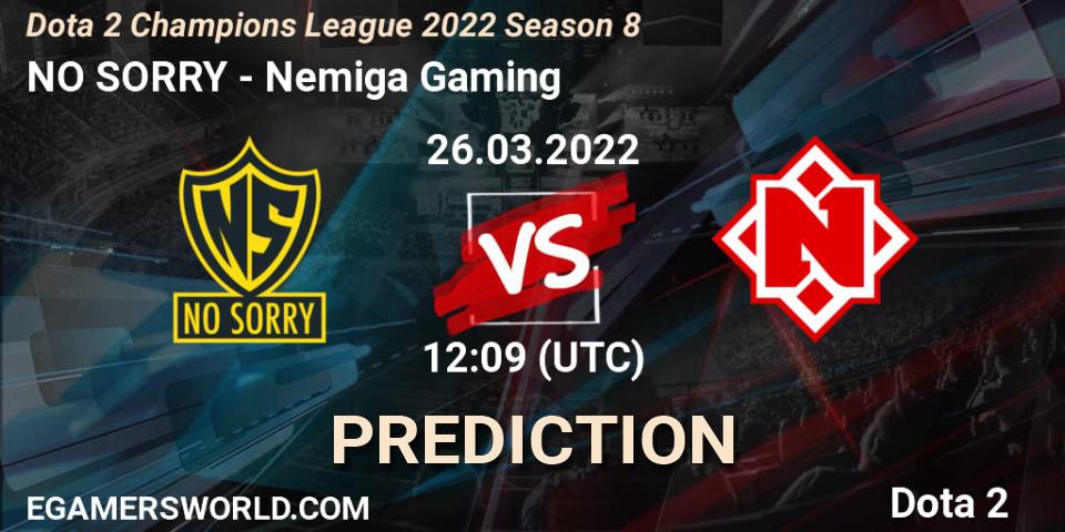 NO SORRY - Nemiga Gaming: прогноз. 26.03.22, Dota 2, Dota 2 Champions League 2022 Season 8