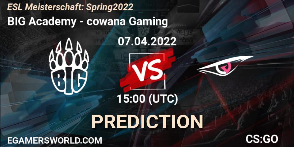 BIG Academy - cowana Gaming: прогноз. 07.04.2022 at 15:00, Counter-Strike (CS2), ESL Meisterschaft: Spring 2022