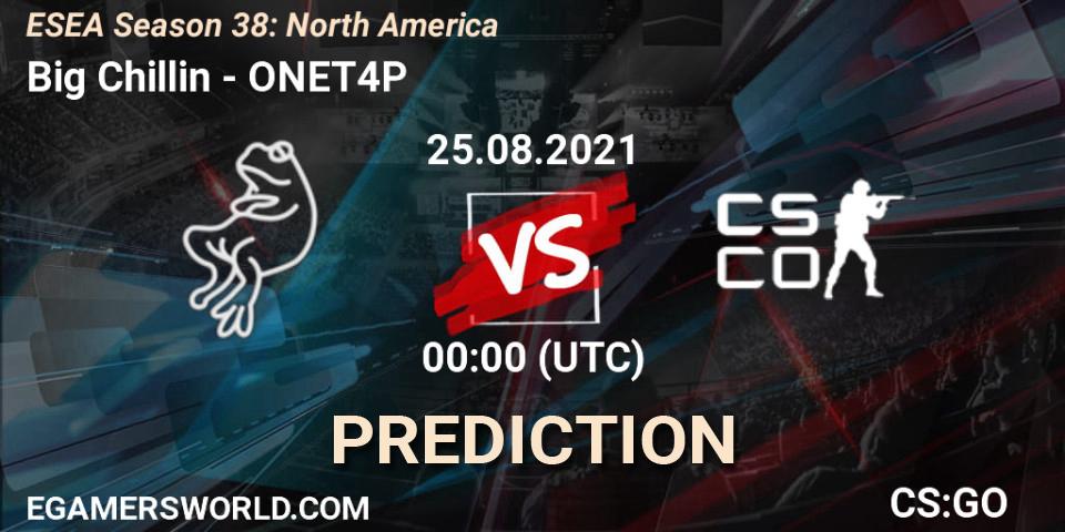 Big Chillin - ONET4P: прогноз. 25.08.2021 at 00:00, Counter-Strike (CS2), ESEA Season 38: North America 