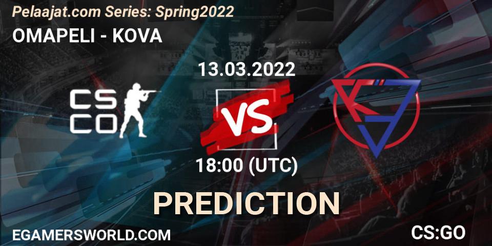 OMAPELI - KOVA: прогноз. 13.03.2022 at 18:00, Counter-Strike (CS2), Pelaajat.com Series: Spring 2022