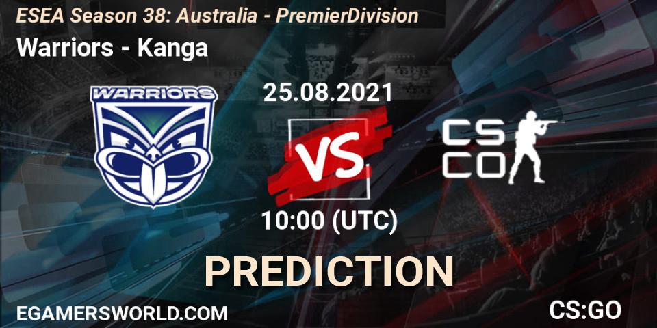 Warriors - Kanga: прогноз. 25.08.2021 at 10:00, Counter-Strike (CS2), ESEA Season 38: Australia - Premier Division