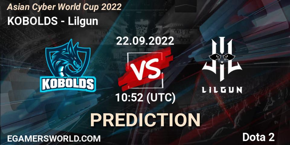 KOBOLDS - Lilgun: прогноз. 22.09.2022 at 10:52, Dota 2, Asian Cyber World Cup 2022