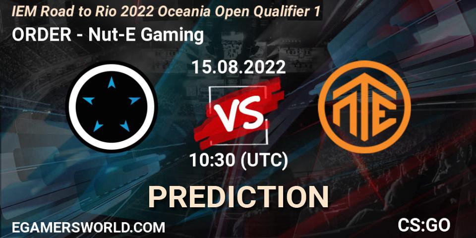 ORDER - Nut-E Gaming: прогноз. 15.08.2022 at 10:30, Counter-Strike (CS2), IEM Road to Rio 2022 Oceania Open Qualifier 1