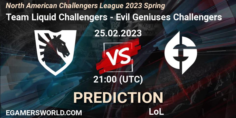 Team Liquid Challengers - Evil Geniuses Challengers: прогноз. 25.02.23, LoL, NACL 2023 Spring - Group Stage