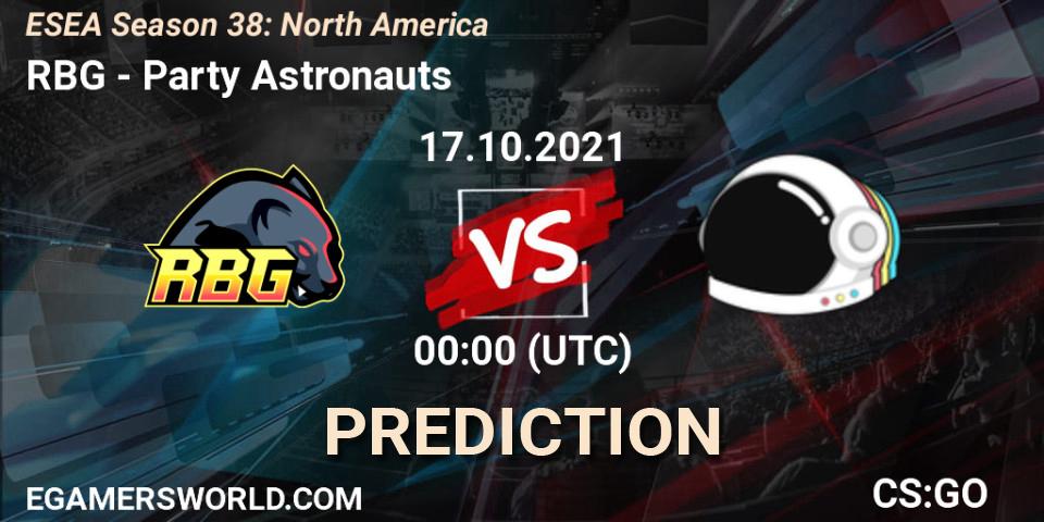 RBG - Party Astronauts: прогноз. 17.10.2021 at 00:00, Counter-Strike (CS2), ESEA Season 38: North America 