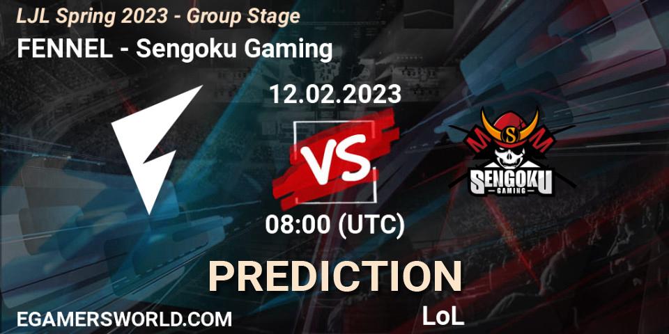 FENNEL - Sengoku Gaming: прогноз. 12.02.2023 at 08:00, LoL, LJL Spring 2023 - Group Stage